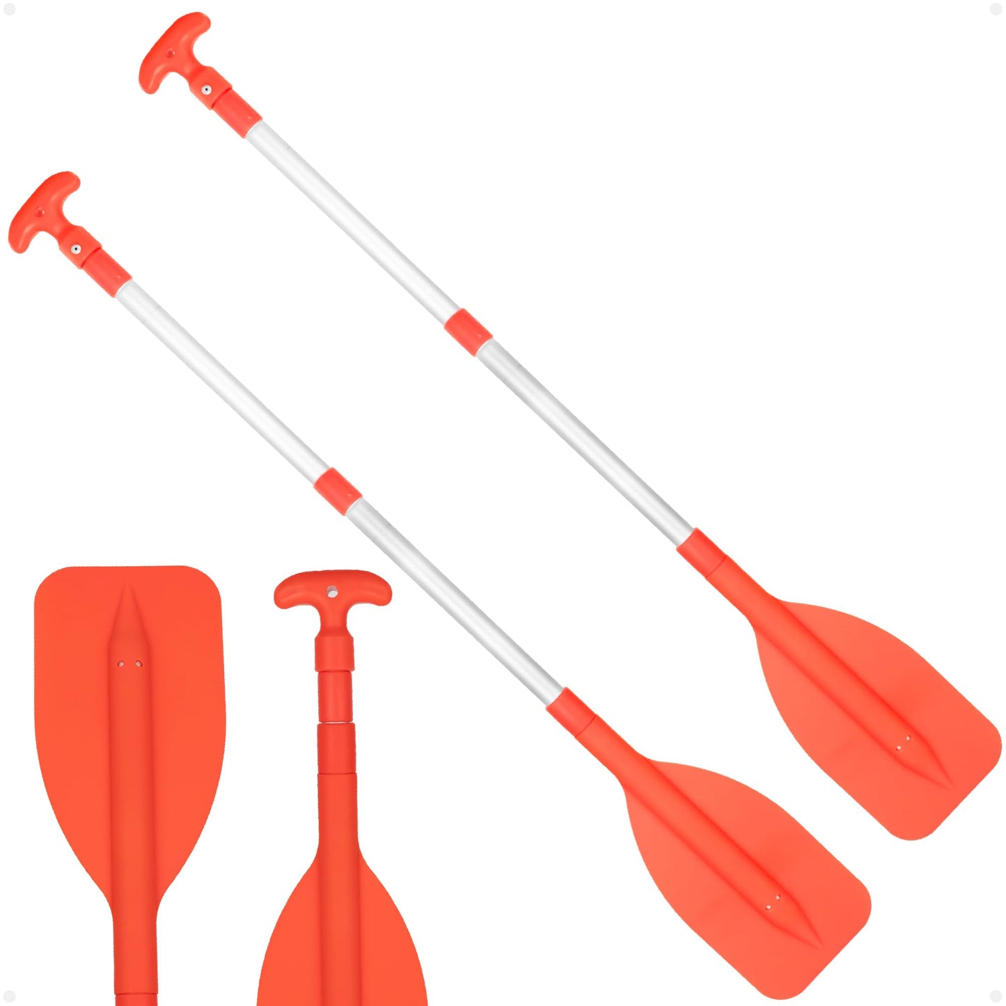 Five Oceans Boat Paddle - Telescoping Paddle, Boat Paddles, Orange Telescoping Paddle, Emergency Paddle, Collapsible Extends from 21" to 42", Easy Storage, Anodized Aluminum Shaft, Round Grip - FO4712