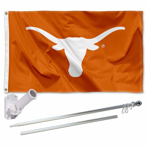 College Flags & Banners Co. University of Texas Bevo Flag and Pole Bracket Mount Bundle