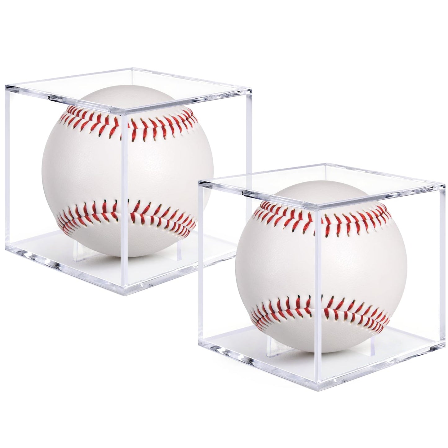 Guirnd 2 Pack Baseball Display Case, UV Protected Acrylic Baseball Holder Display case, Cube Memorabilia Autograph Ball Protector Boxes for Official Size Ball