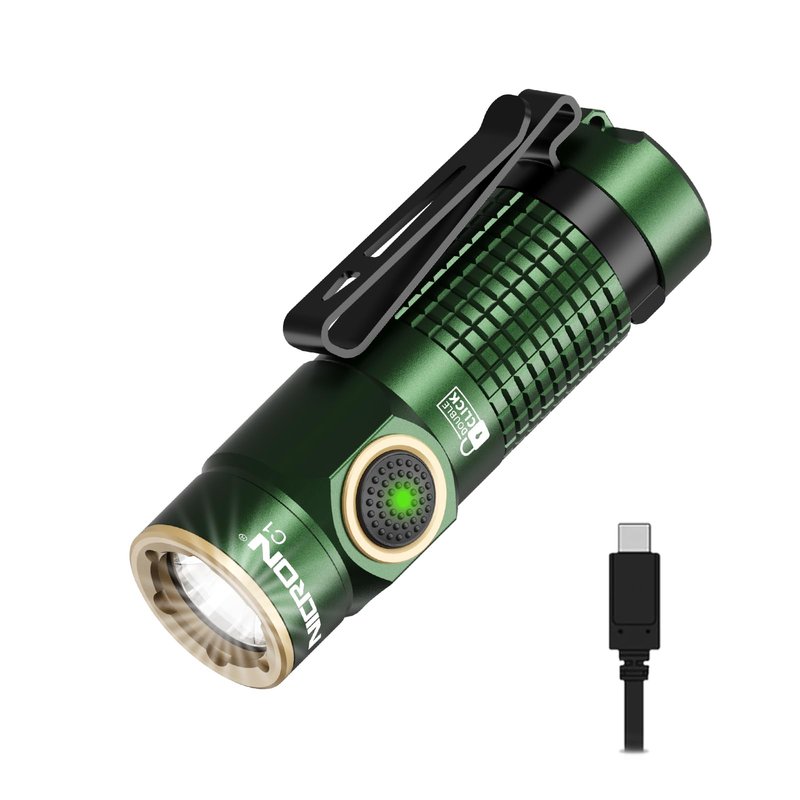 NICRON C1 EDC Flashlight Rechargeable, 1200 High Lumens Type C Charging Pocket Light with Tail Magnet - Small and Powerful Flashlight Dual-Way Clip Portable IPX8 Waterproof for Camping and Daily Use