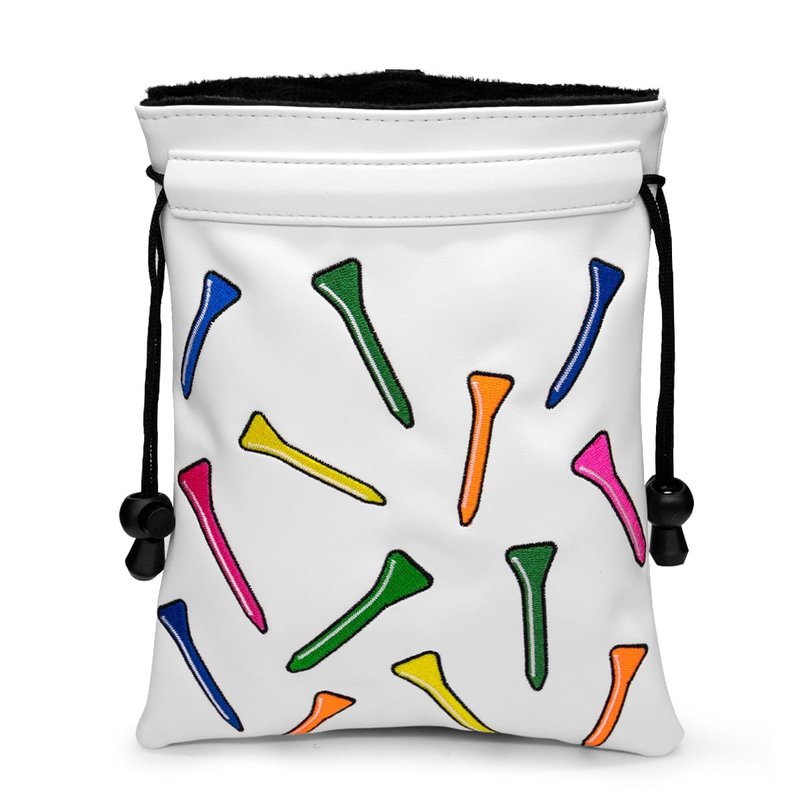 montela golf Valuables Pouch,Golf Bag Pouch with Drawstrings Golf Tee Bag Leather Golf Tee Pouchs for Men Women (Colorful Tee)