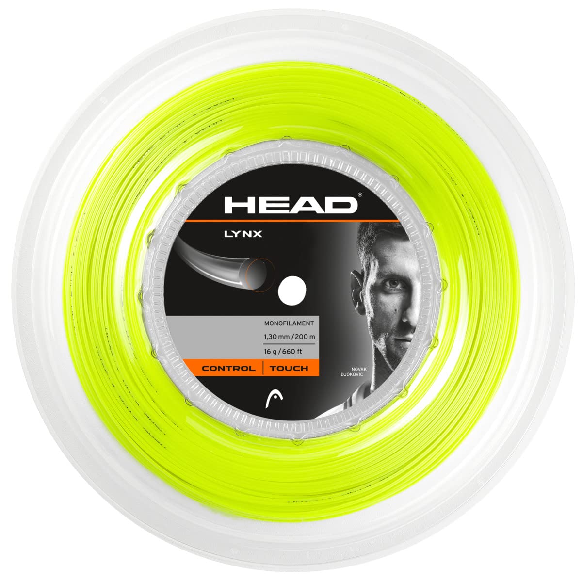 HEAD Lynx Tennis Racket String 660' Reel - 16 Gauge Monofilament Racquet String, Neon Yellow