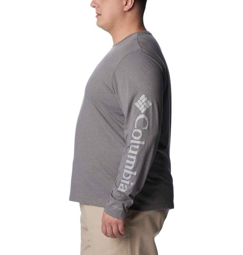 Columbia Men's Thistletown Hills Long Sleeve Logo Tee, City Grey Heather, 5X Tall