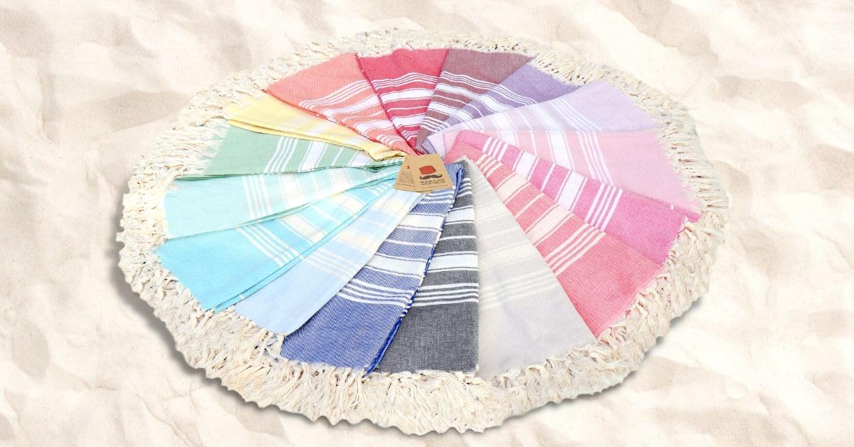 Turkish Beach Towel - 100% Cotton Quick Dry Sand-Free Striped Towel | Oversized 71x39 Inches in Sage Olive Green