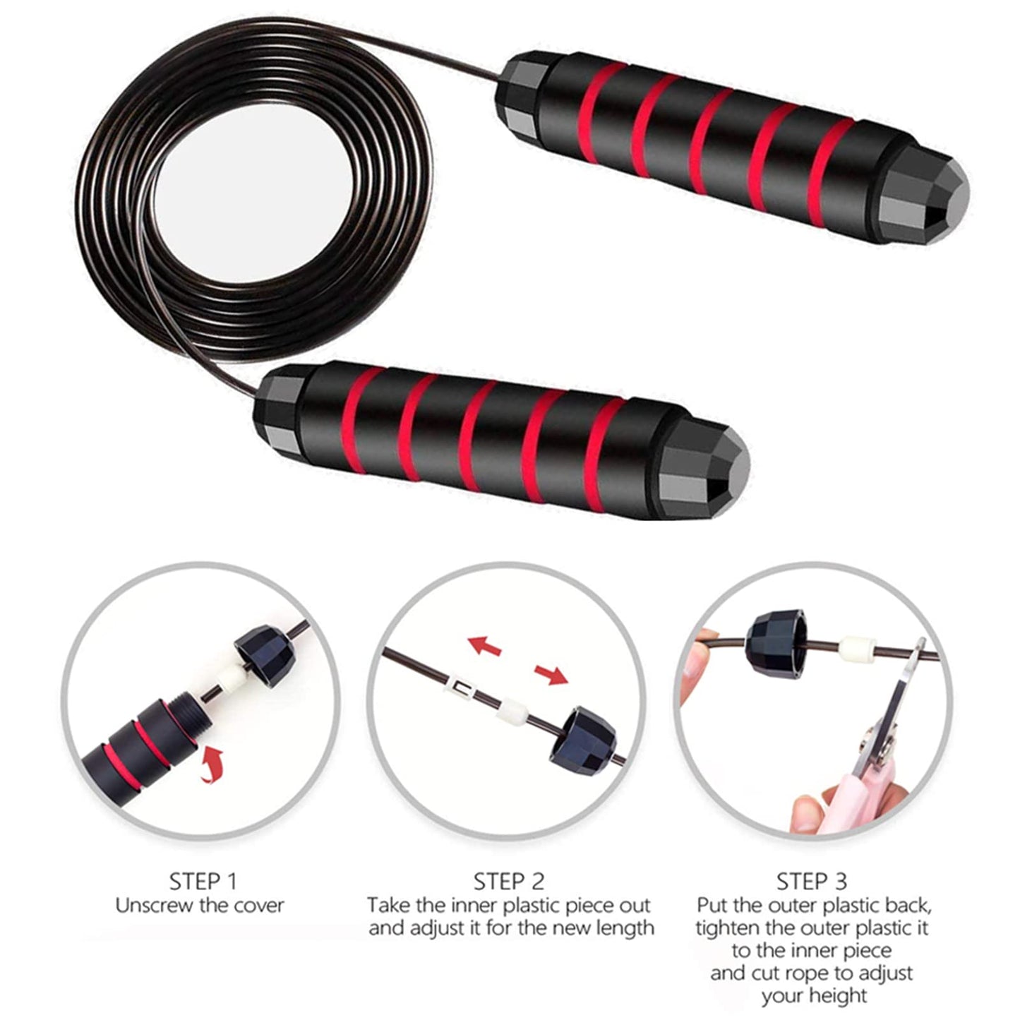 Redify Jump Rope,Jump Ropes for Fitness for Women Men and Kids,Speed Jumping Rope for Workout with Ball Bearings,Adjustable Skipping Rope for Exercise&Slim Body at Home School Gym (Red)