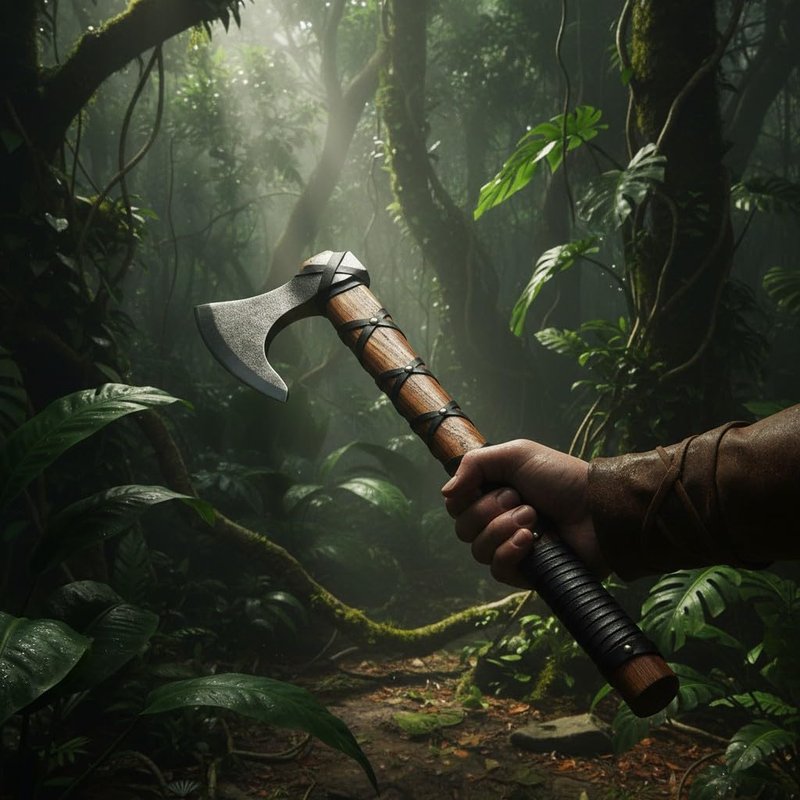 Poshland AX-7000 Custom Gift Forged Carbon Steel Viking Axe with Rose Wood Shaft, Viking Bearded Camping Axe (AX-7000) (AX-5936)