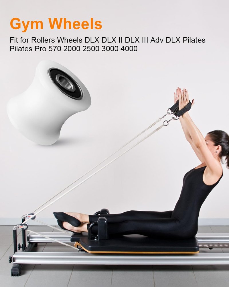 4 Pcs Gym Wheels Replacement Fit for Rollers Wheels DLX DLX II DLX III Adv DLX Pilates Pilates Pro 570 2000 2500 3000 4000, White Total Gym Accessories