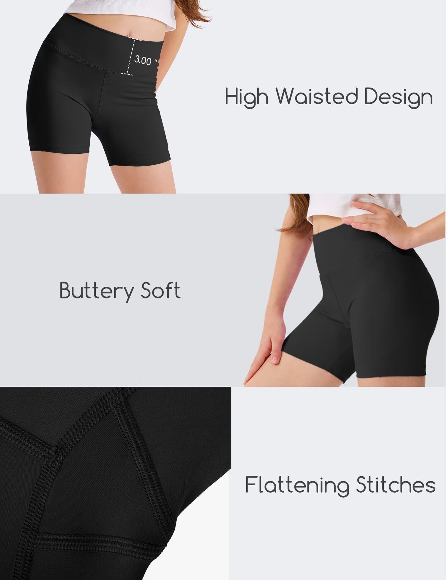 SKIDREAM Girls 4'' High Waisted Biker Shorts, Stretchy Athletic Workout Running Shorts for Kids and Teens Black