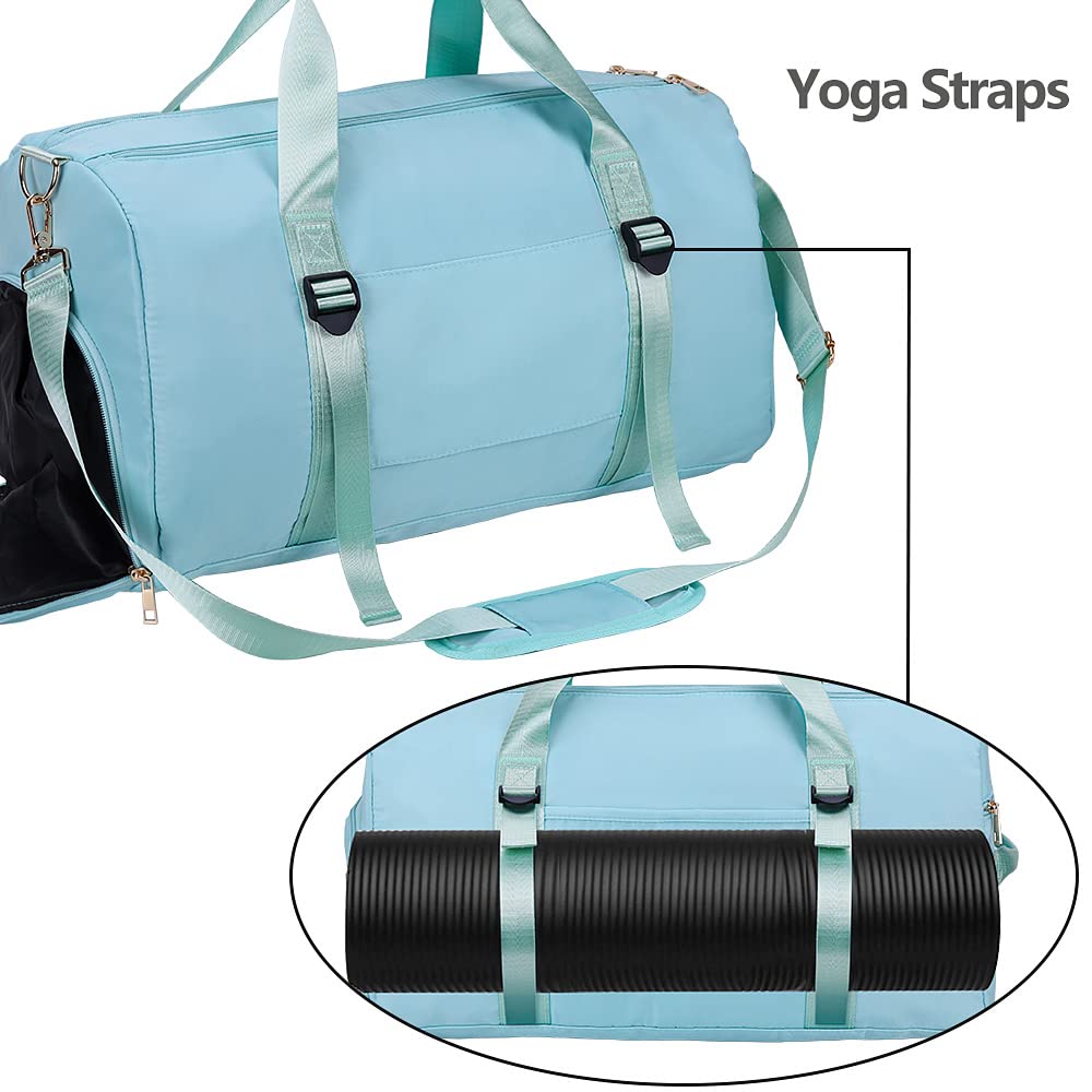 ICEIVY Gym Duffle Bag Dry Wet Separated Gym Bag Sport Duffle Bag Training Handbag Yoga bag with Extra Drawstring Backpack for man and women (Green-Upgrade) Large