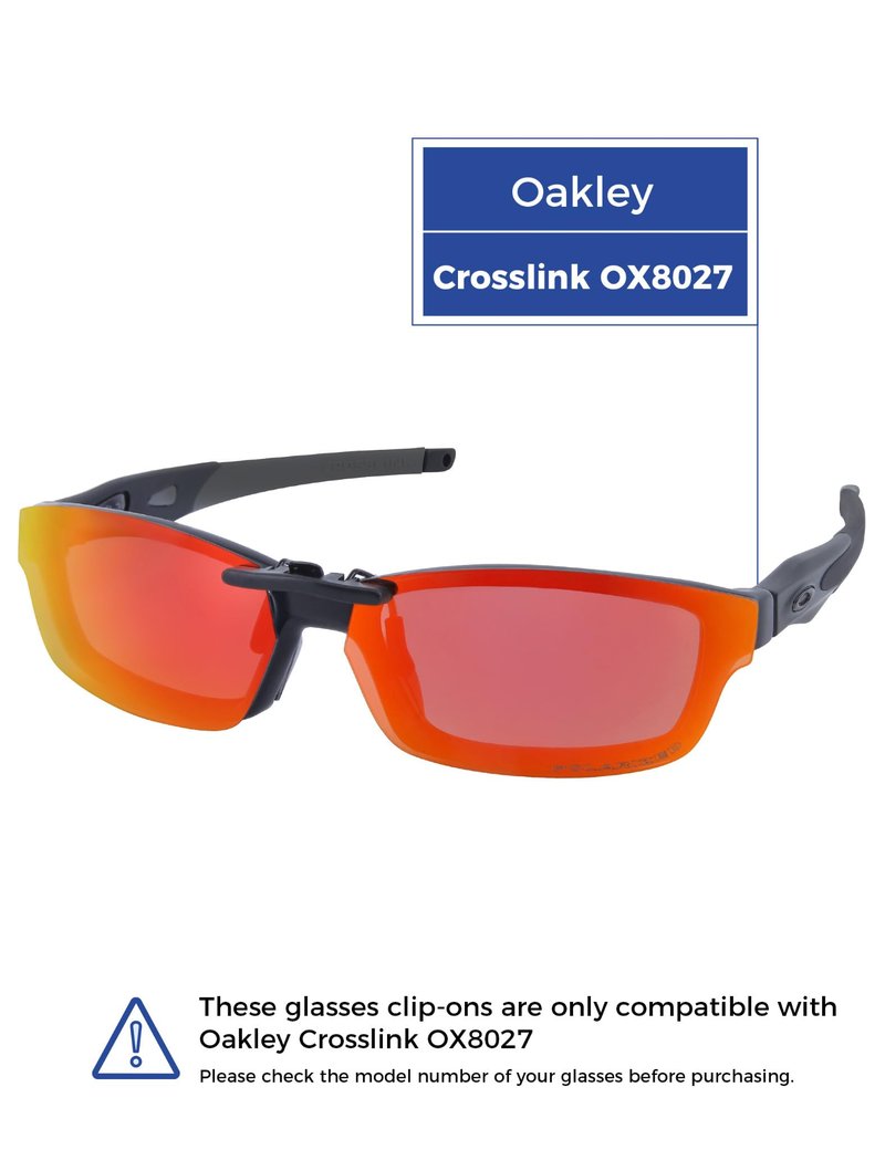 HILEEN Polarized Clip-on Sunglasses for Oakley Crosslink OX8027 53-17 for Men Women UV Protection-Fire Red