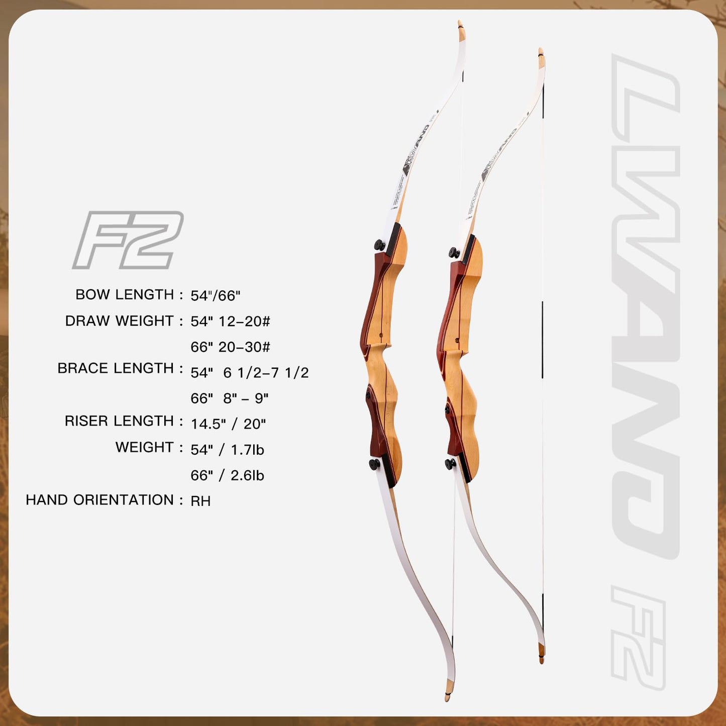 LWANO 66" Recurve Bow and Arrow Set for Youth & Beginner, Archery Beginner Set for Adults, 20/22/24/26/28/30 Inch Wooden Takedown Recurve Bow Package for Training, Practice & Competition - RH Only