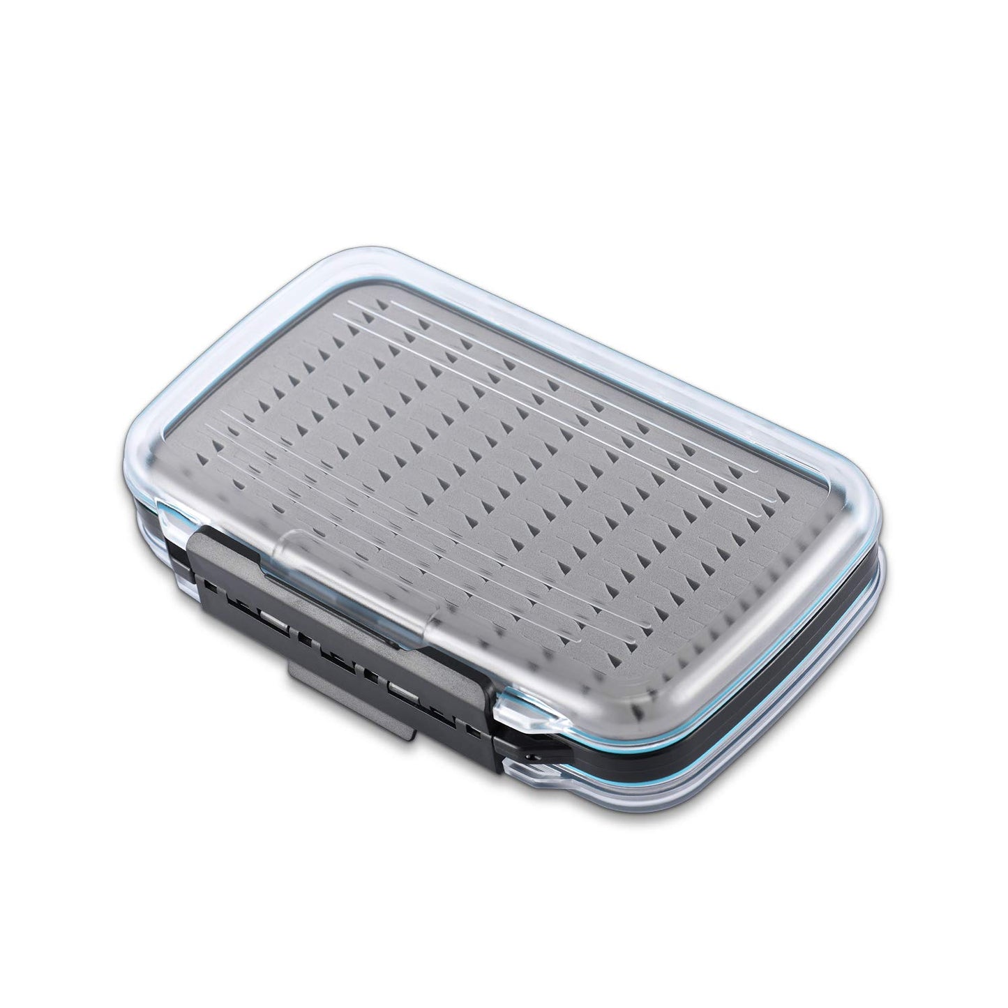 Gonex Fly Boxes for Fly Fishing Jig Boxes Two-Sided Waterproof Lightweight Fly Fishing Box Easy Grip Transparent Lid Fly Fishing Lures Box, 7.3"x 4.6"x 1.5", Grey