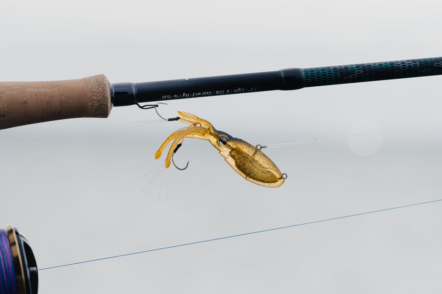 Nomad Design Squidtrex Patented Vibrating Fishing Lure- Scent Added TPE Soft Plastic Lure for Saltwater w/Strong BKK Assist Hooks, Fishing Bait that Catches Many Species- 55mm 2", 1/6oz- Ayu Speckle