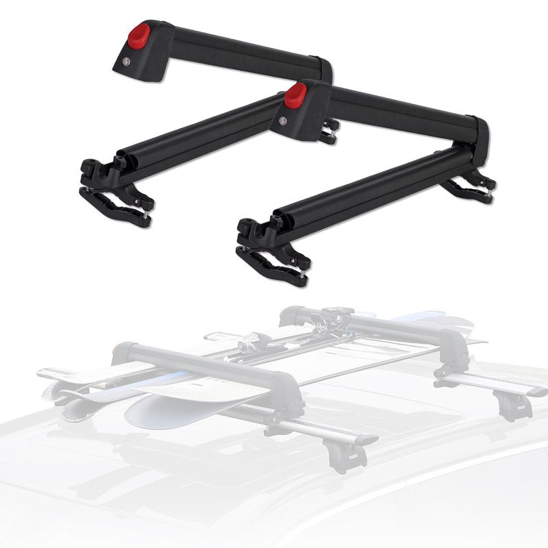 LINGVUM Ski and Snowboard Roof Racks with Anti-Theft Lock, 24.3" Universal Ski Roof Rack Carrier - Fits 6 Pairs Skis or 4 Snowboards, Black