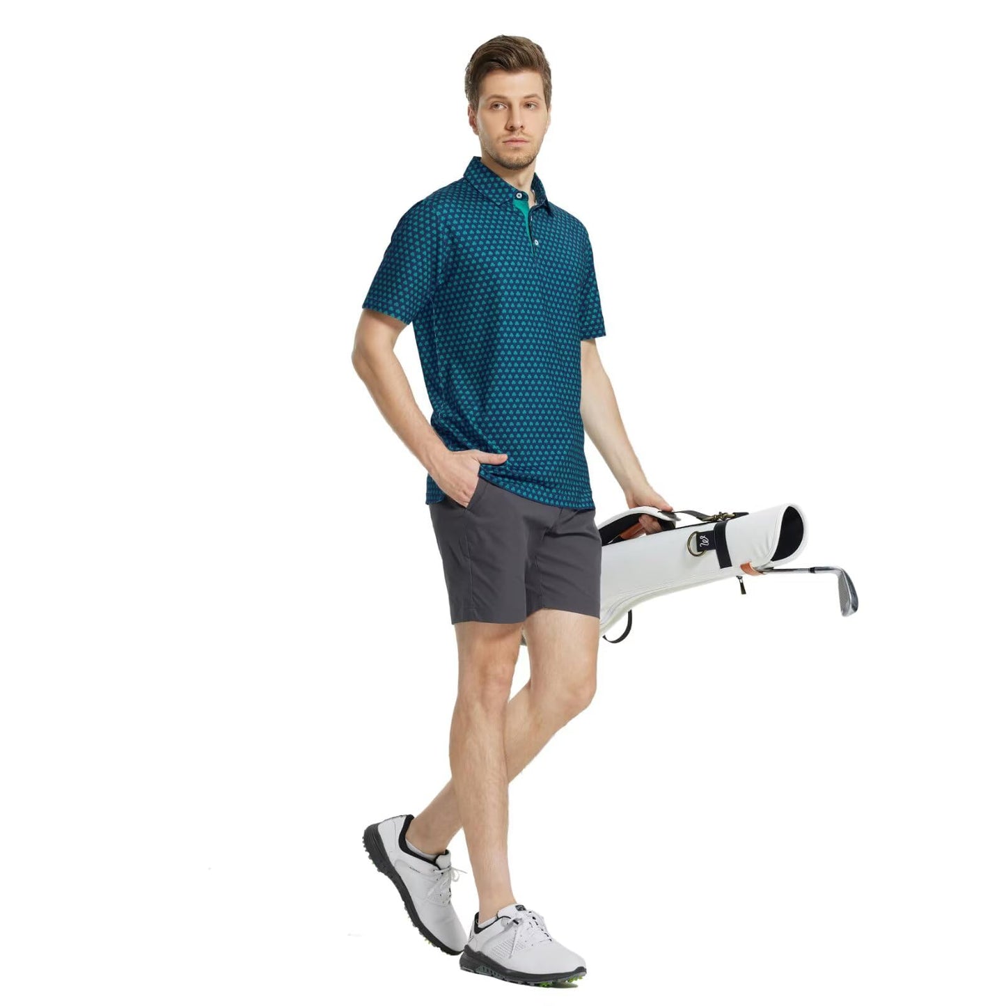 M MAELREG Golf Shirts for Men Dry Fit Print Patterns Performance Moisture Wicking Mens Polo Shirts Short Sleeve