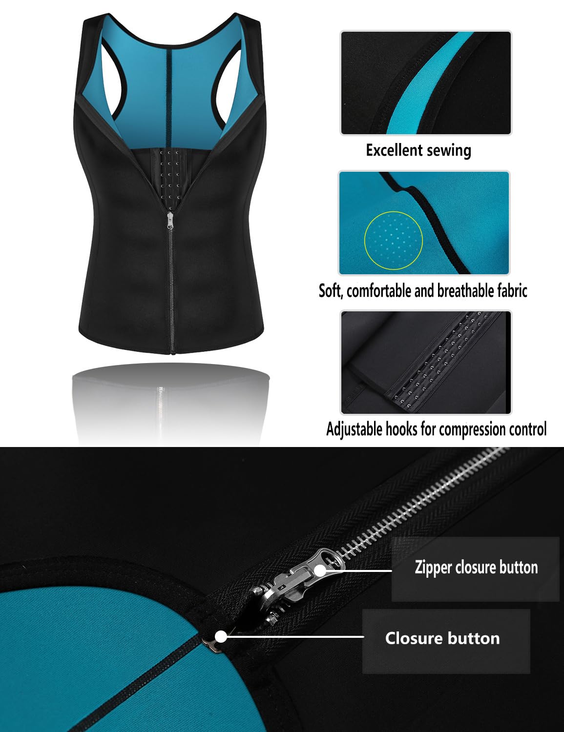 RIBIKA Men Sweat Vest Neoprene Fat Burner Top Sauna Suit for Weight Loss Belly Workout Body Shaper