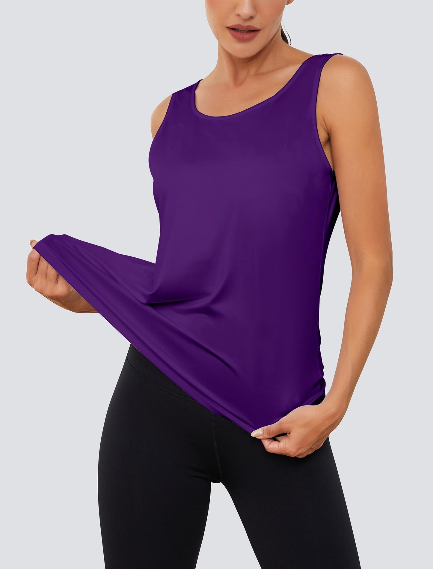 addigi Sleeveless Yoga Shirts for Women Backless Workout Tops Athletic Running Tank Tops Gym Moisture Wicking Quick Dry Shirt Deep Purple Medium