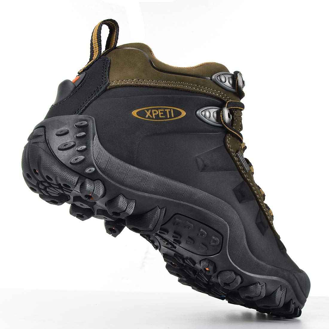 XPETI Men's Insulated Waterproof Hiking Winter Snow Boots Black/Green 10.5