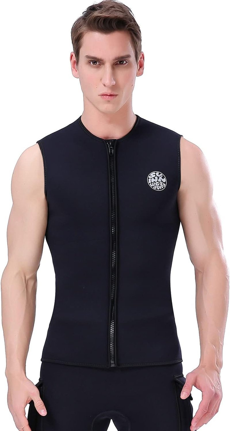 Men's 3mm Neoprene Wetsuit Vest - Premium Sleeveless Top for Surfing, Canoeing & Scuba Diving
