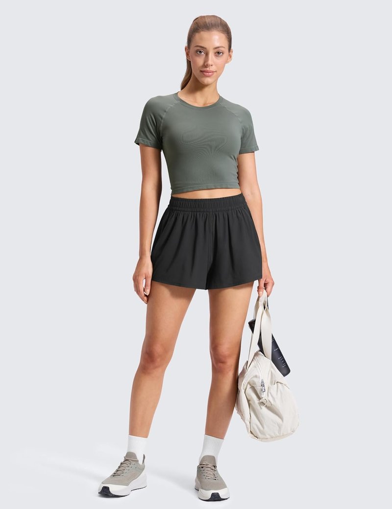 CRZ YOGA Women's High Waisted Athletic Shorts - 2.5" Relaxed Fit for Tennis & Running