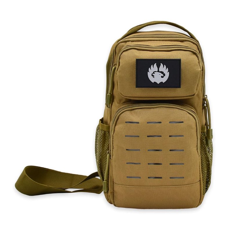 TORCH Sling Bag Single Shoulder Crossbody Backpack Urban Outdoor Sports Military Style MOLLE Travel Pack for EDC Gear V2 Desert