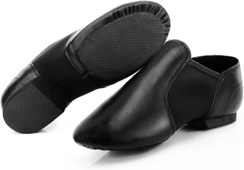 Keemi Black Jazz Dance Shoes for Girls & Boys | Non-Slip Leather Kids' Footwear