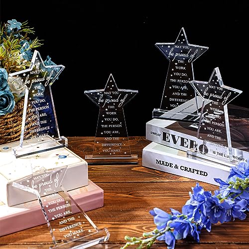 Bucherry 10 Pcs Employee Appreciation Awards for Coworker Acrylic Thank You Trophy May You Be Proud of the Work You Do Sign Prizes for Adults Retirement Goodbye Farewell Gift for Women Men (Bomb)