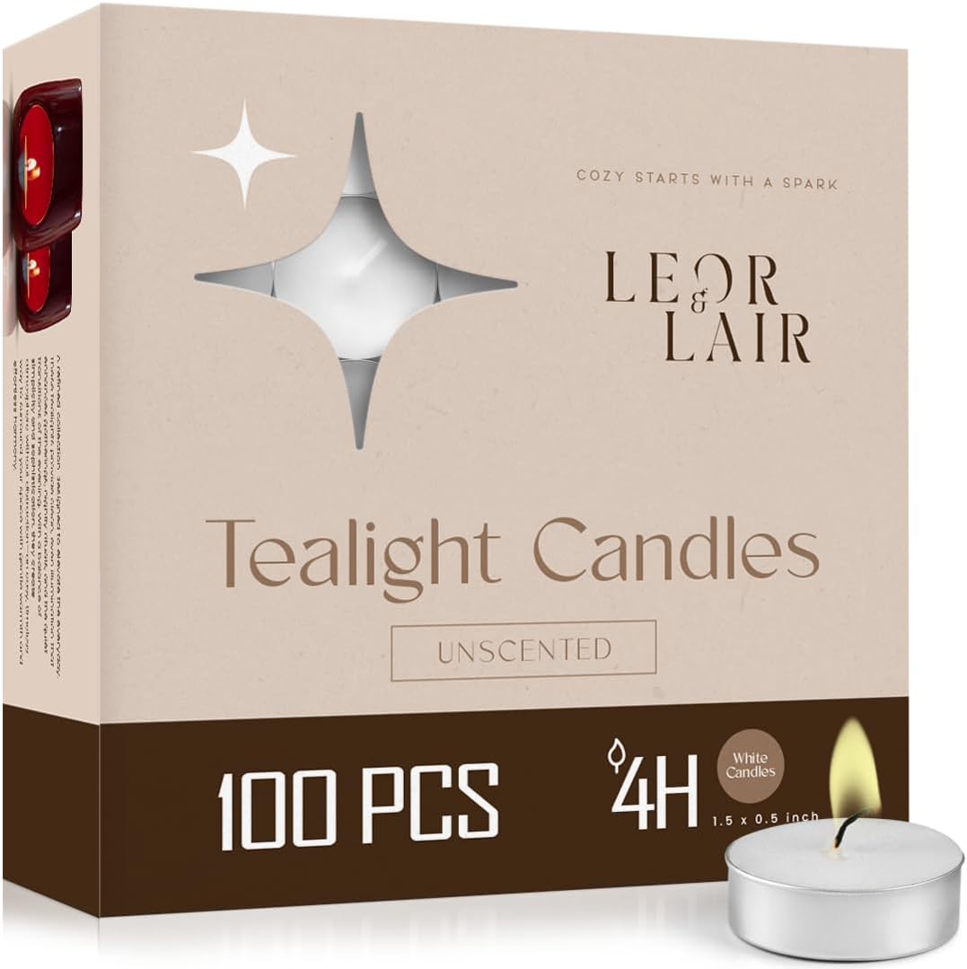 Tealight Candles 100 Pack | 4-Hour Unscented Tea Lights for Home Décor, Emergencies & Daily Use