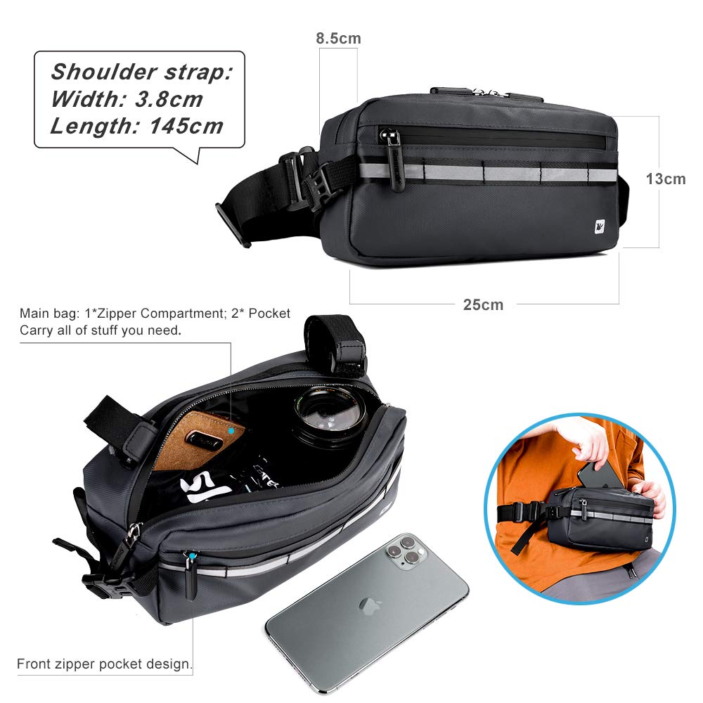 Rhinowalk Bike Bag, Bike Handlebar Bag, WaterproofBike Basket Bicycle Front Bag Shoulder Bag Waist Bag for Sport Bicycle Professional Cycling Accessorie-Black