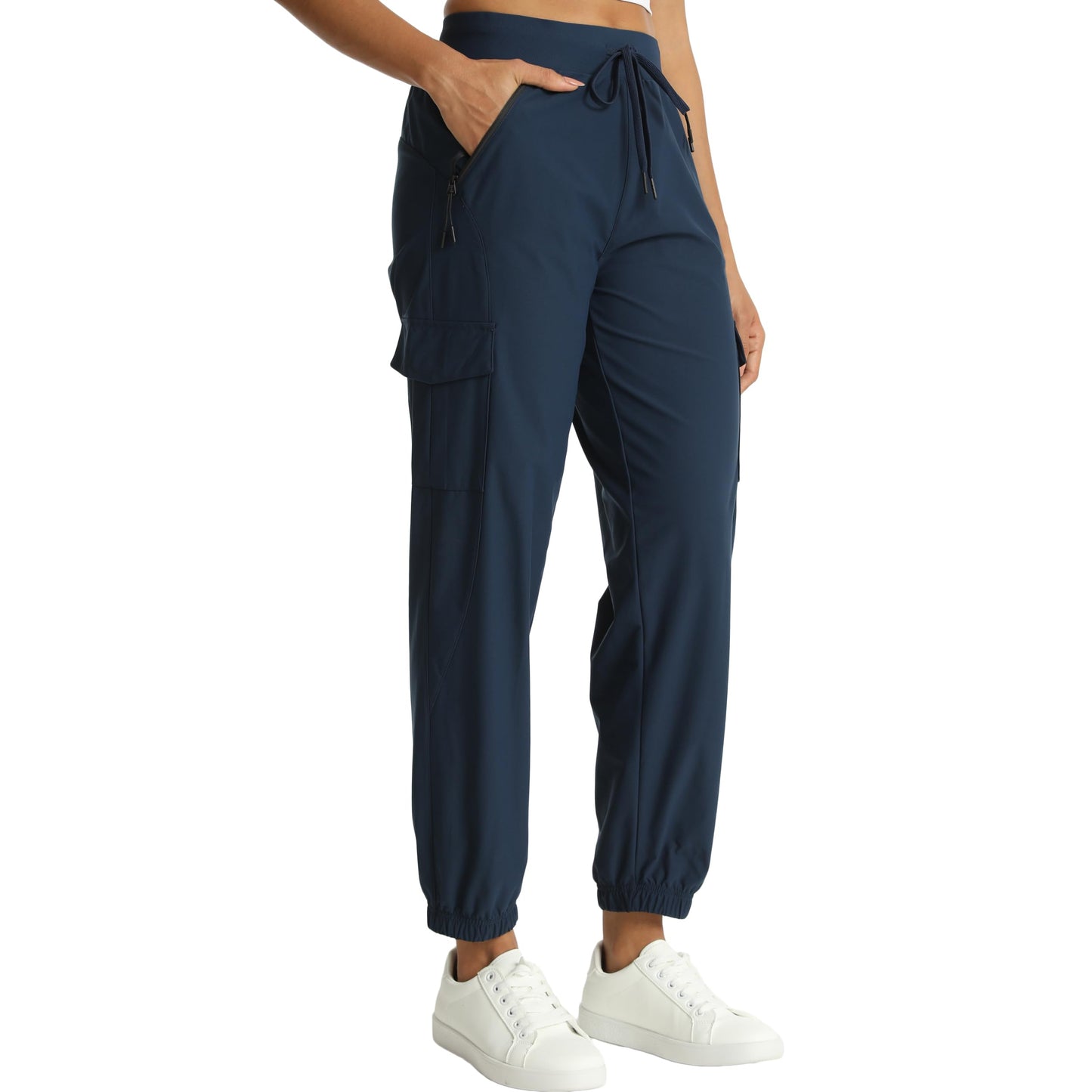 Rrosseyz Women's Cargo Pants with Pockets-Lightweight Quick Dry Water Resistant Hiking Pants for Travel Casual Athletic and Outdoor(Dark Blue,L)