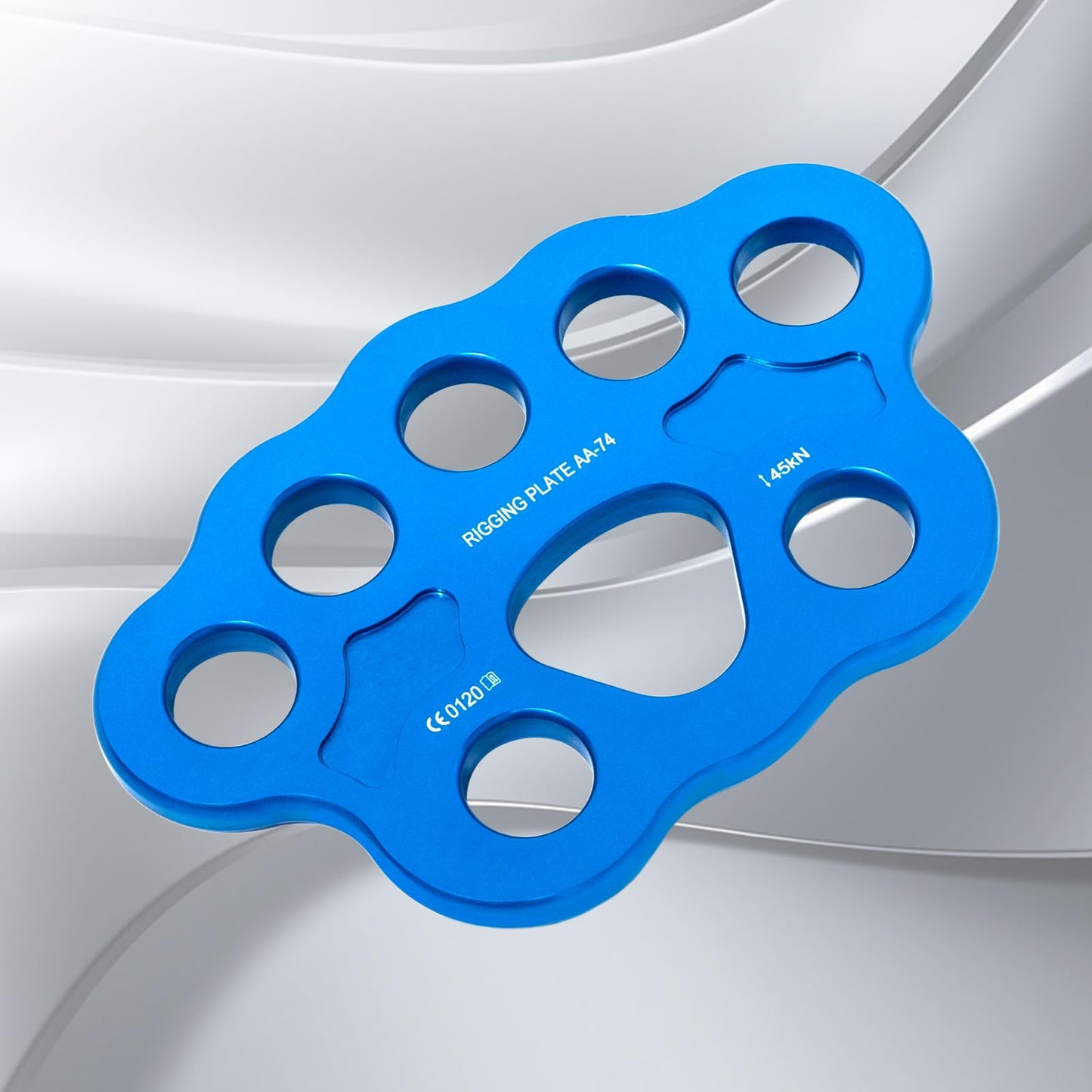 FTGear 45KN Durable Climbing Rigging Plate, 8 Holes Paw Rigging Plate for Even Load, Multiple Anchor Plate for Climbing, Backyard Ziplining & Rescue, Blue