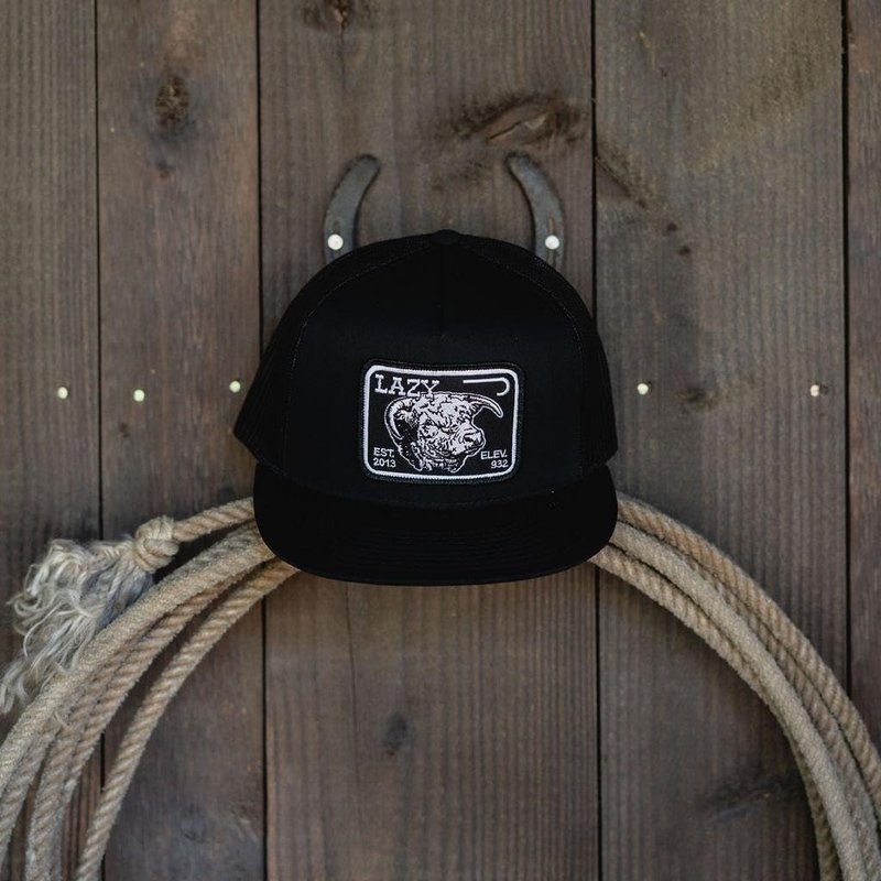 Lazy J Ranch Wear Black Elevation Classic Trucker Hat - Adjustable Snapback Unisex Rope Hat, Western Hats for Men or Women, Country Style Lazy J Ranch Hats