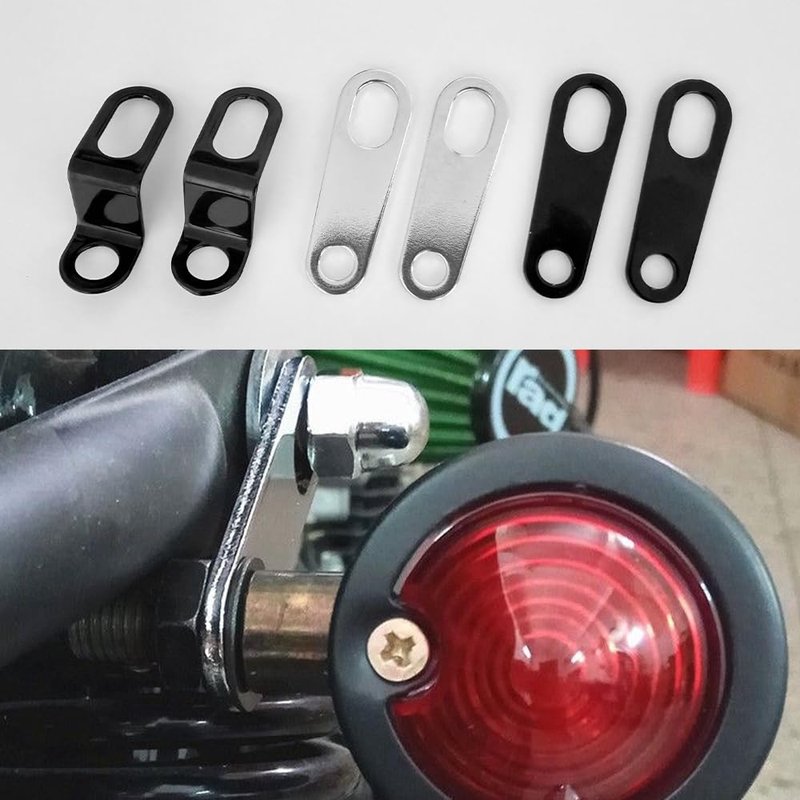HQRNYP 2PCS Motorcycle Rear Turn Signal Mounting Bracket, Motorcycle Lamp Bracket, Straight 10mm Turn Signal Mounting Holder, Indicator Light Relocation Holder for Scooter ATV (Silver/Straight)