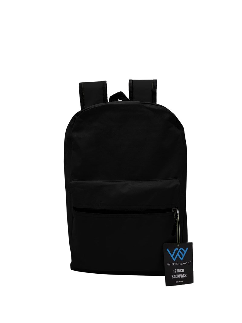Winterlace 12 Pack Backpack, Bulk 17 inch Lightweight Outdoor Travel Gym Corporate Events Bag (Black)