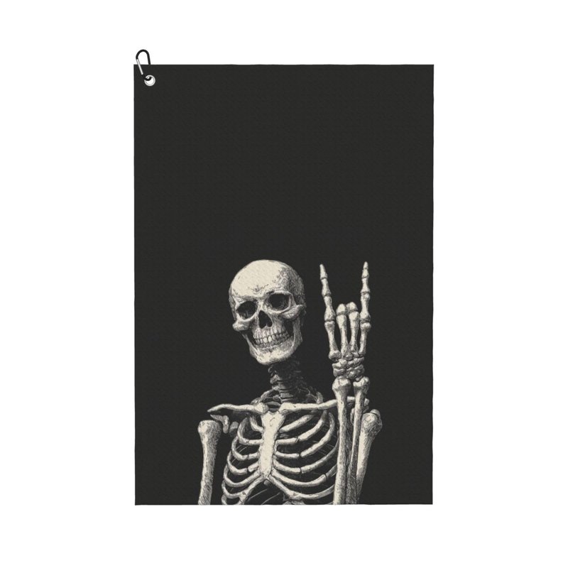 Twistmyst Skull Golf Towel Microfiber with Carabiner Clip, Funny Skeleton Cleaning Cloth for Golf Balls & Clubs, Gift for Women Men, Golfers, Dad, Grandpa, Bag Accessories 16"*24"