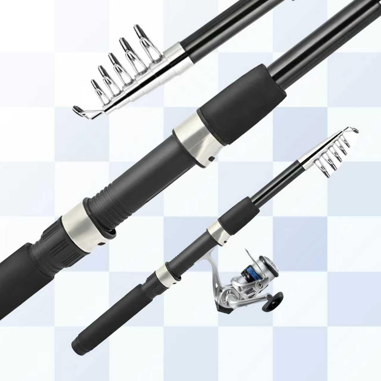 Luyianxi Fishing Rod and Reel Combo - 6.9FT Collapsible Fishing Kits, Carbon Fiber Fishing Pole Spinning Reel Lures Set with Carrier Bag, Fishing Gear for Adults Travel Saltwater Freshwater
