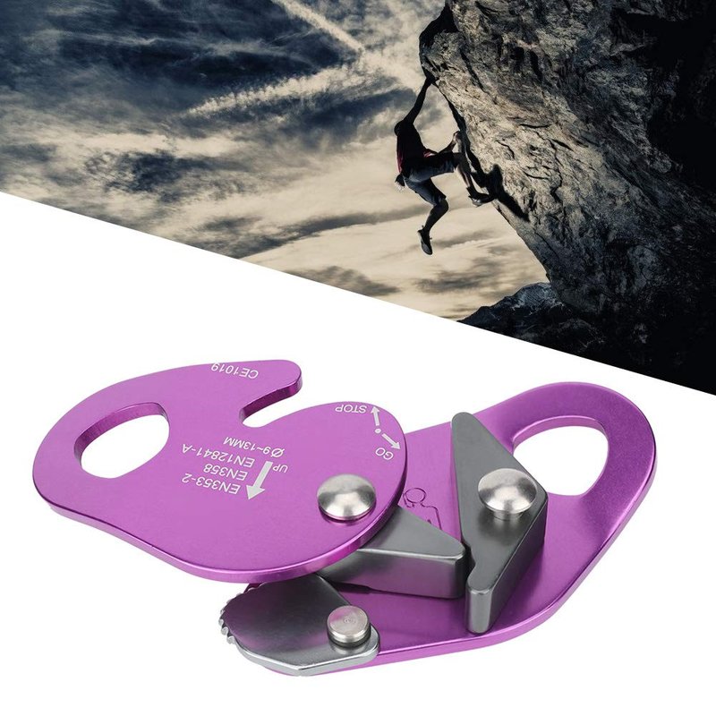 Alomejor Climbing Descender, self Braking Compact Rope Descender Aluminum Construction for Climbers Mountaineers Rescue Teams