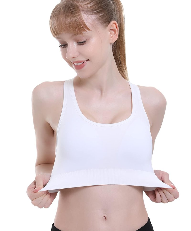 Double Couple Sports Bras for Women Padded High Impact Seamless Criss Cross Back Workout Tops Gym Activewear Bra Large