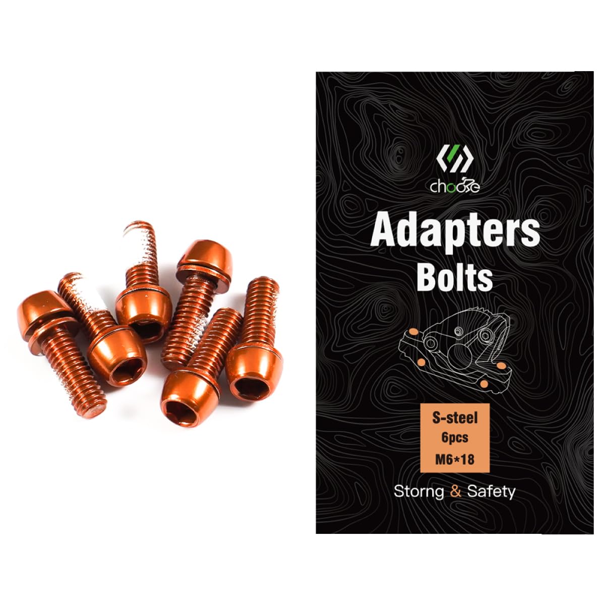 CNC MTB Caliper Bolts,Bike disc Brake Caliper Bolts M6x18mm Steel Alloy，Orange