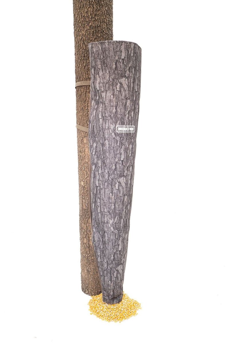 Moultrie 100 Lb Bag Feeder – Gravity-Fed Tree Hugger, No Batteries, Pine Bark Camo, Water-Resistant Fabric