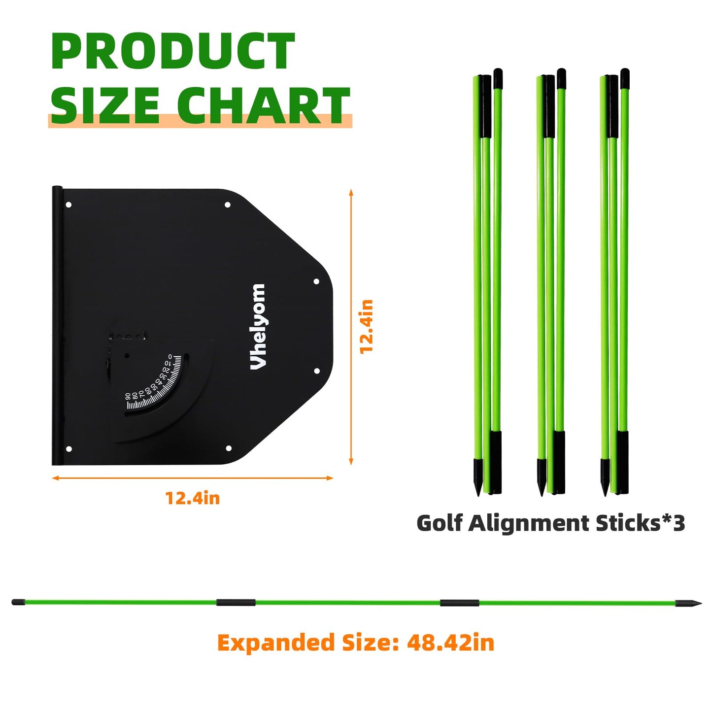 Vhelyom Golf Alignment Stick Holder Set - Adjustable Angle Training aid for Correcting Swing Path, Portable Practice Tool for Indoor/Outdoor Golfers