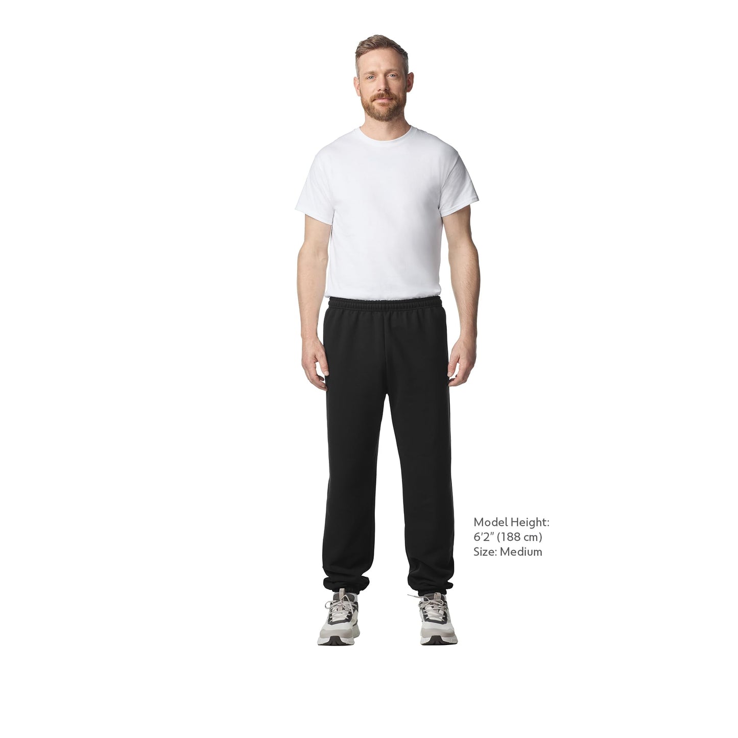 Gildan Adult Fleece Elastic Bottom Sweatpants, Style G18200, Black, Large
