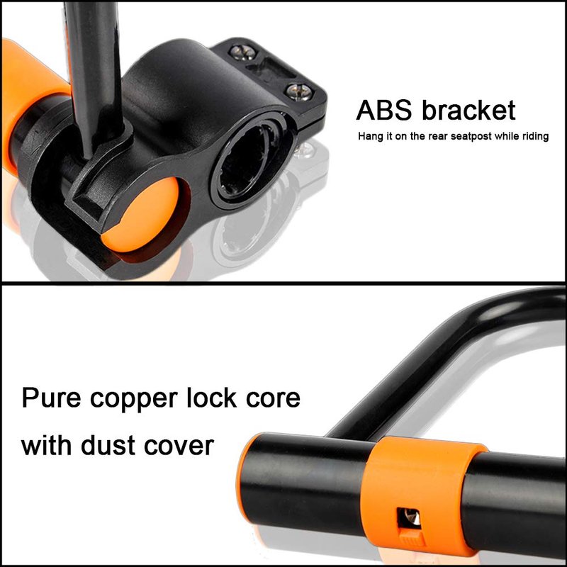 Efoxcity Heavy Duty Bicycle U-Lock with Mounting Bracket for Road/Mountain/Folding Bike/Motorcycle