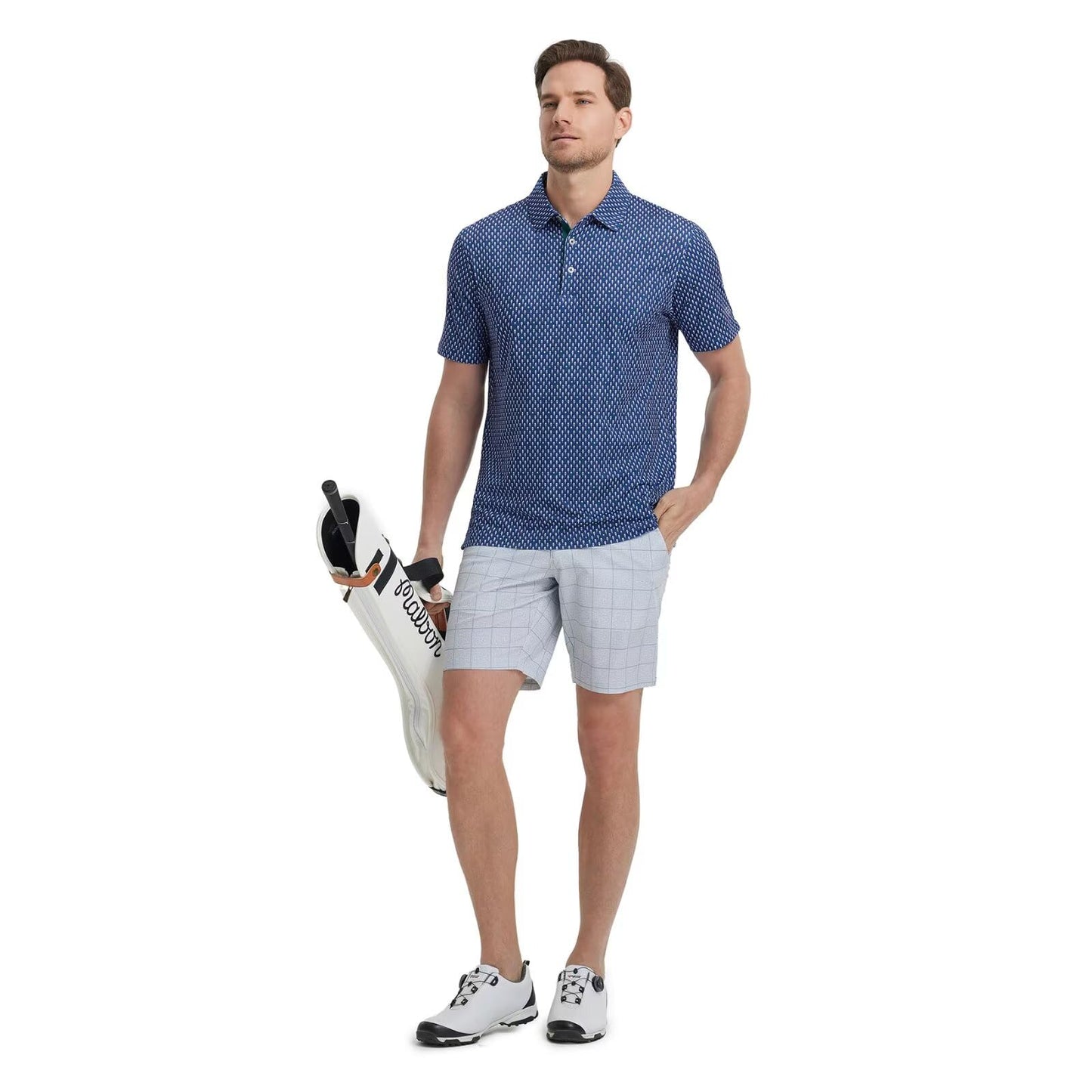 M MAELREG Golf Shirts for Men Dry Fit Print Patterns Performance Moisture Wicking Mens Polo Shirts Short Sleeve