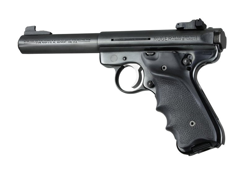 Hogue Rubber Grip with Finger Grooves, Right Hand with Thumb Rest for Ruger MK II/MK III, Black - 82060