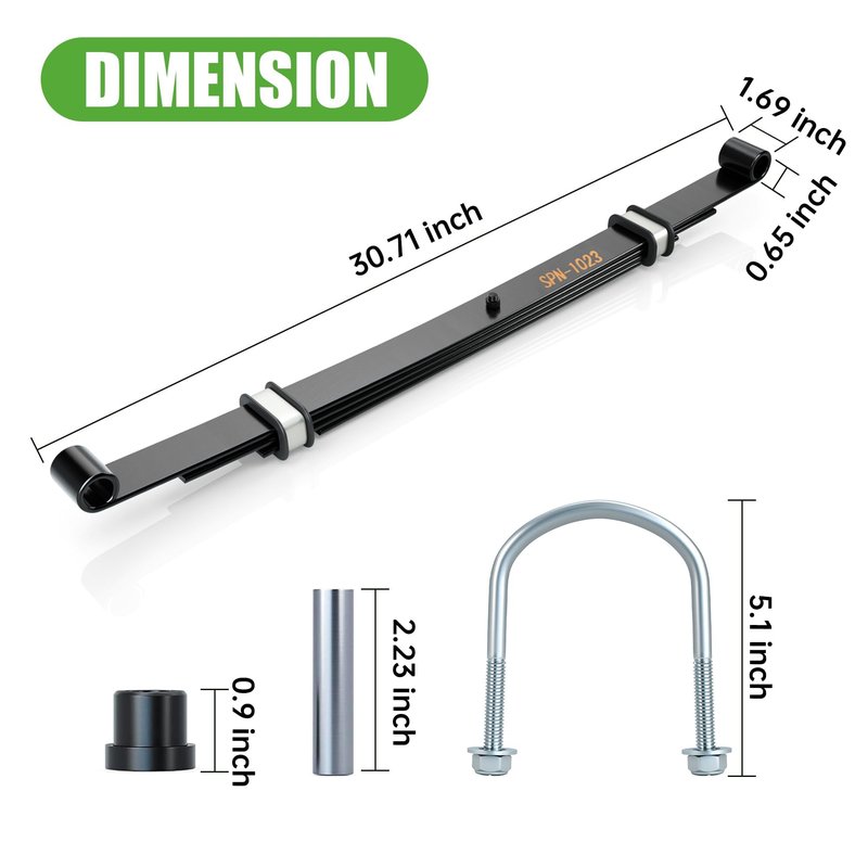 10L0L Golf Cart Heavy Duty Rear Leaf Spring Kit, 4-Leaf Springs with Bushings & Sleeves for Club Car Precedent/Onward 2004+ Gas & Electric, OEM 102509301 102513001