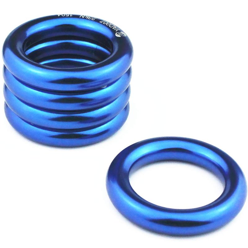 PROND Aluminum Rappel Ring, Climb Perfect Tension Aluminum Alloy O-Ring, 23KN Rappel Rings for Rock Climbing Arborist and Hammock (Blue - 5 Pcs/Pack)