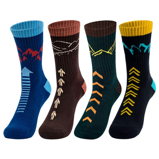 Time May Tell Mens Hiking Socks Moisture Wicking Cushion Crew Socks for Terkking,Outdoor Sports,Performance 2/4 Pack (Black,Blue,Brown,Green(4 pairs), US size 9/''-12