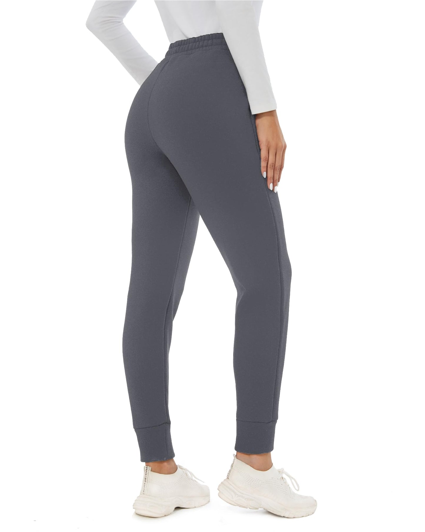 GAYHAY Fleece Lined Sweatpants Women- Winter Warm Sherpa Lined Athletic Joggers Pants with Pockets Dark Grey