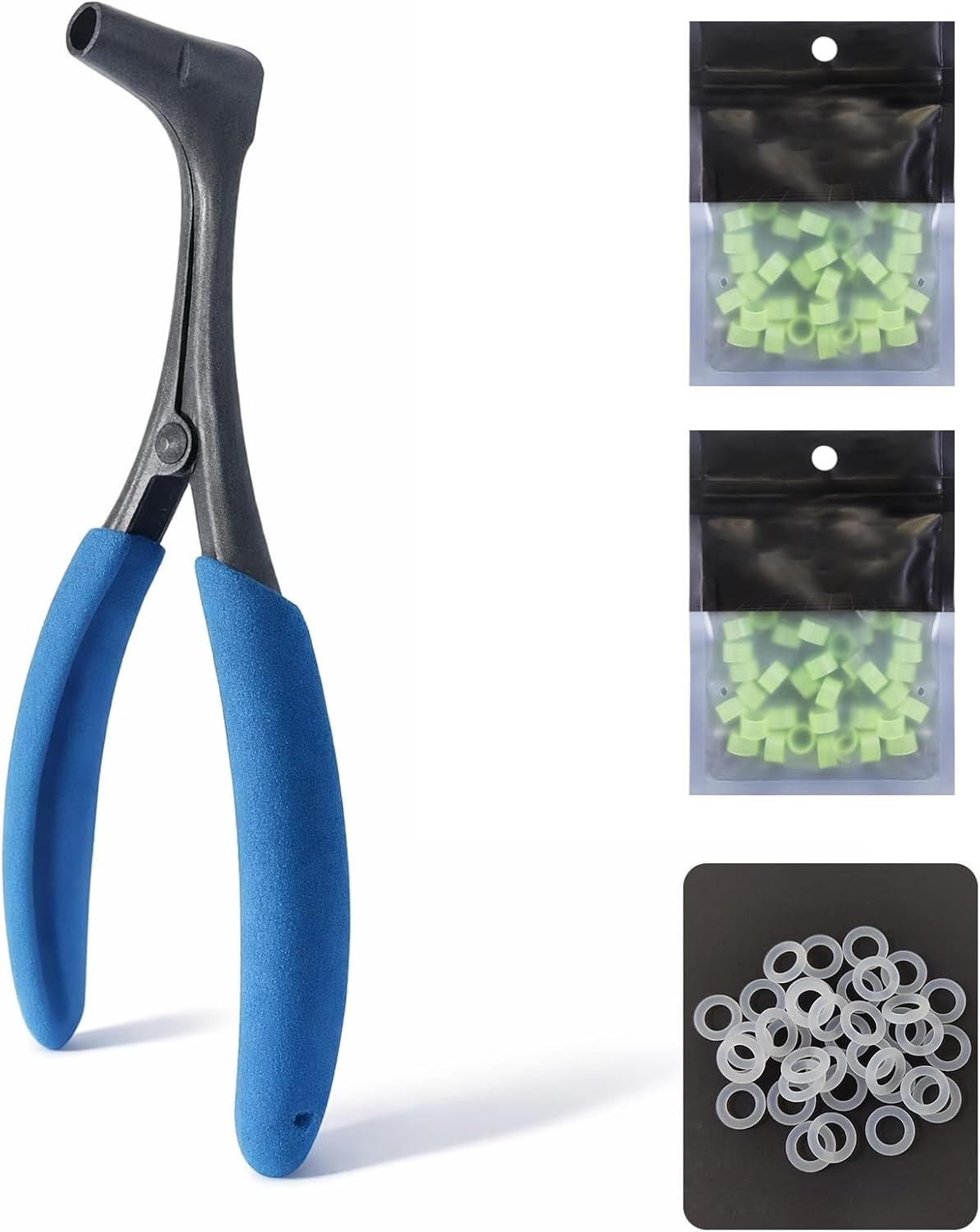 Wacky Worm Pliers - Labor-Saving Lever Design with 300 O-Rings (6/7mm) | Smooth Action Teflon Coated Stainless Steel Tools